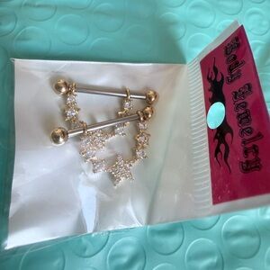 Gold Star Dangle Nipple Barbell Jewelry - Women